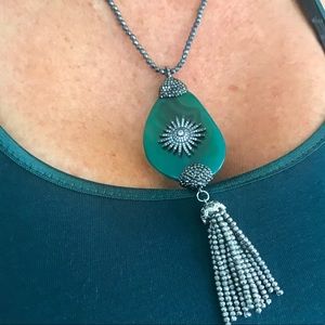 Real malachite stone necklace